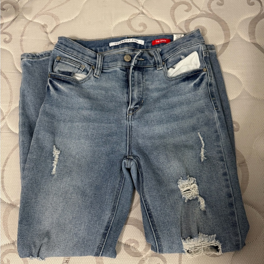 Distressed Skinny Blue Jeans